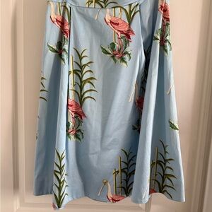 Ann Taylor Factory Blue Flamingo Print A-Line Skirt